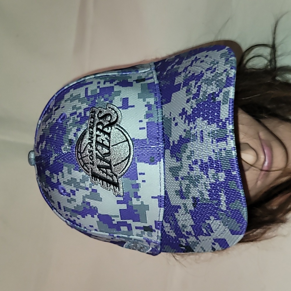NBA. Los Angeles Lakers. Stadium Hat. Never-worn. Minecraft Camo. Velcro strap.